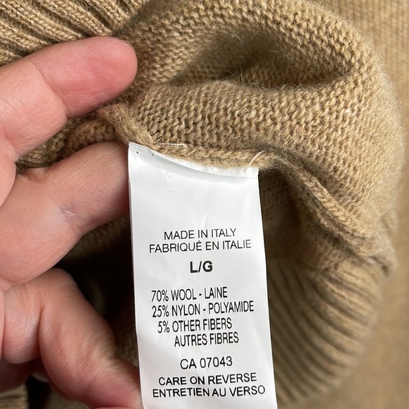 Luca Nobili Mens NWT Camel Tan Italian Wool Blend 1/4 Zip Sweater Long Sleeve L - Picture 8 of 11